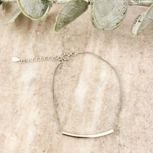925 Sterling Silver Dainty Bracelet Bar Bracelet Minimalist Box Chain Bracelet